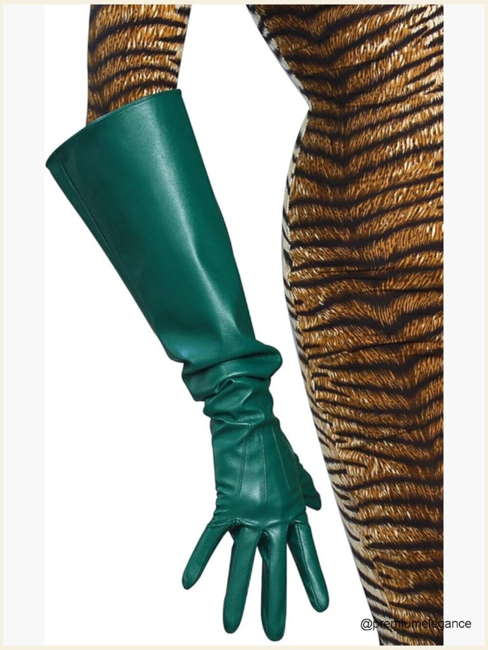 Vintage Style Faux Leather Gauntlet Gloves Elbow-Length 20 inch